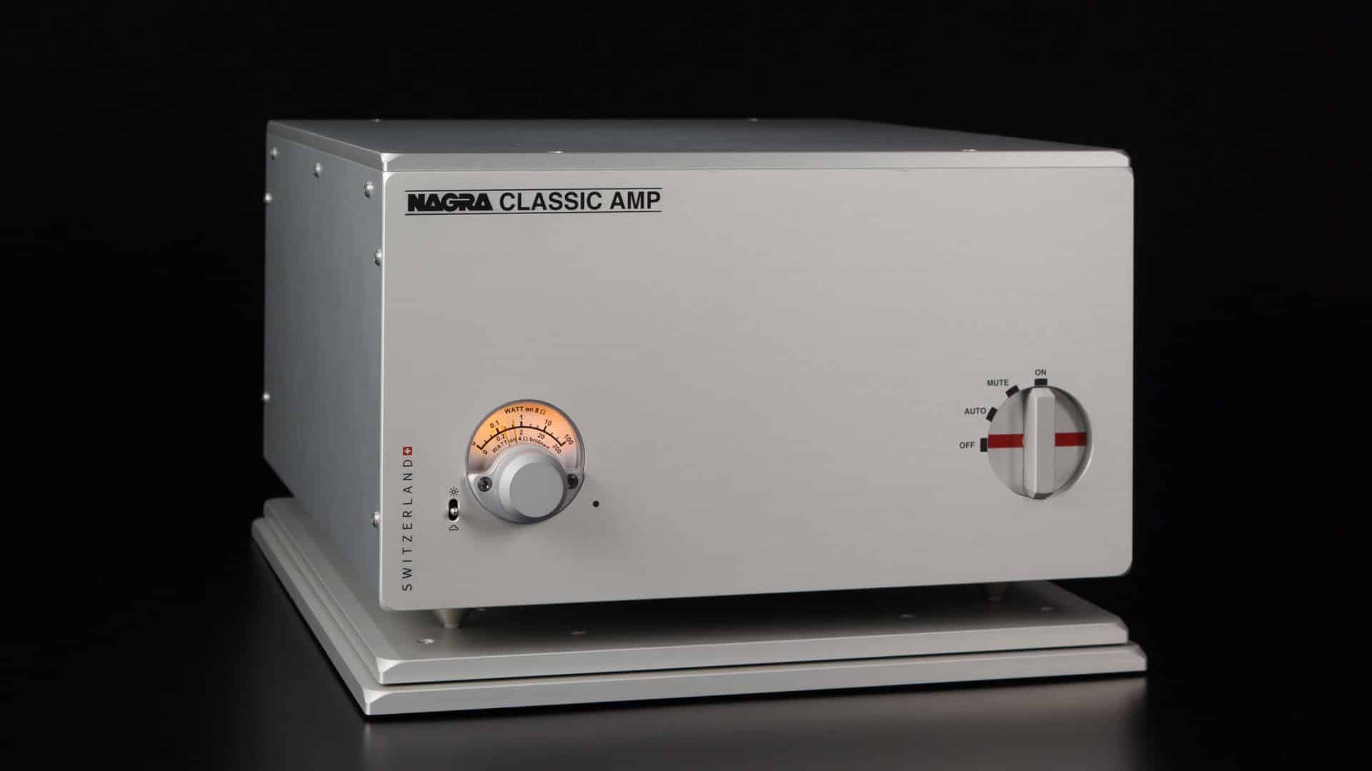 Nagra Classic Amp Amplificador estéreo estado sólido transistor Mosfet mejor transformador modulómetro frontal vfs