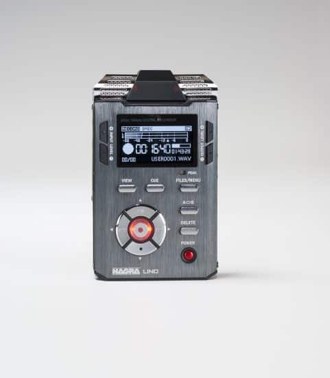 Nagra LINO recorder miniature PCM MP3 leather case front rec mic